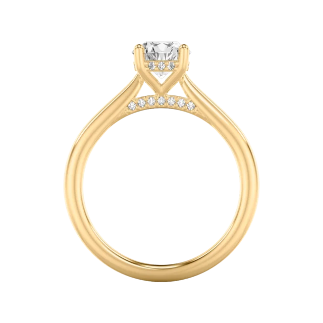 yellow gold hidden halo engagement rings