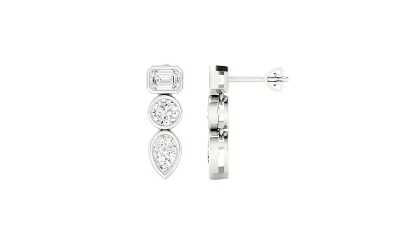 Mixed Shape Lab Diamond Drop Bezel Earrings.webp