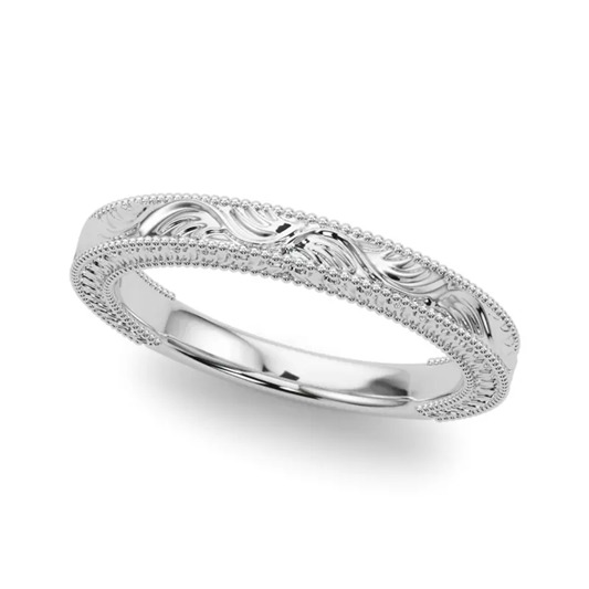 Mila Vintage Inspired Band in White Gold
