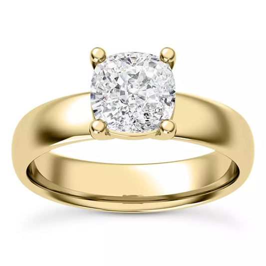 Monaco Wide Cushion Cut Solitaire Engagement Ring