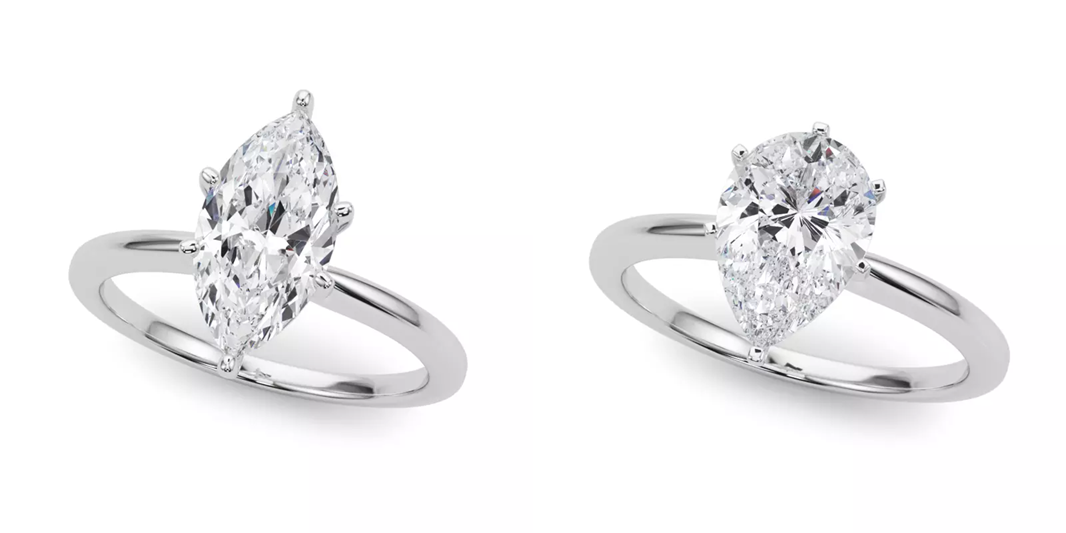 Windy Solitaire Engagement Ring in Marquise and Pear Cut