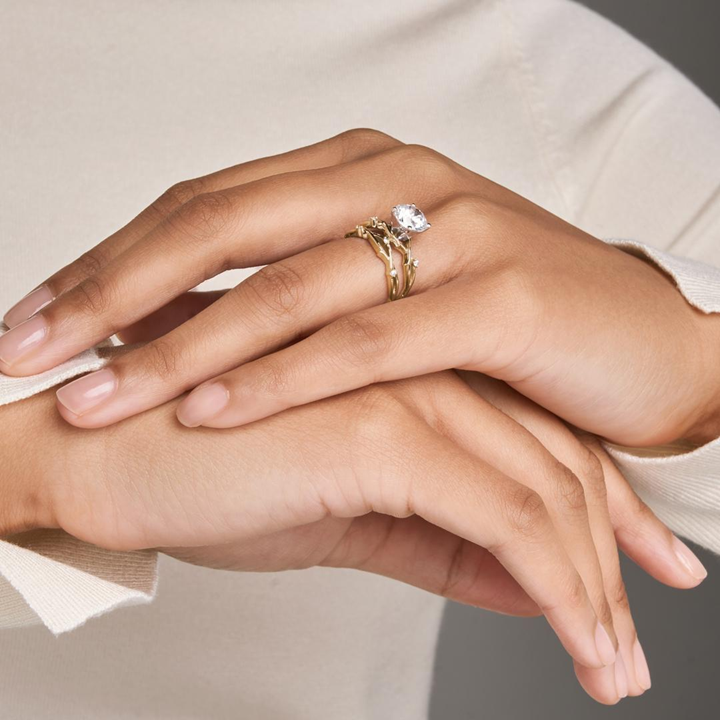 Matching engagement ring and wedding band