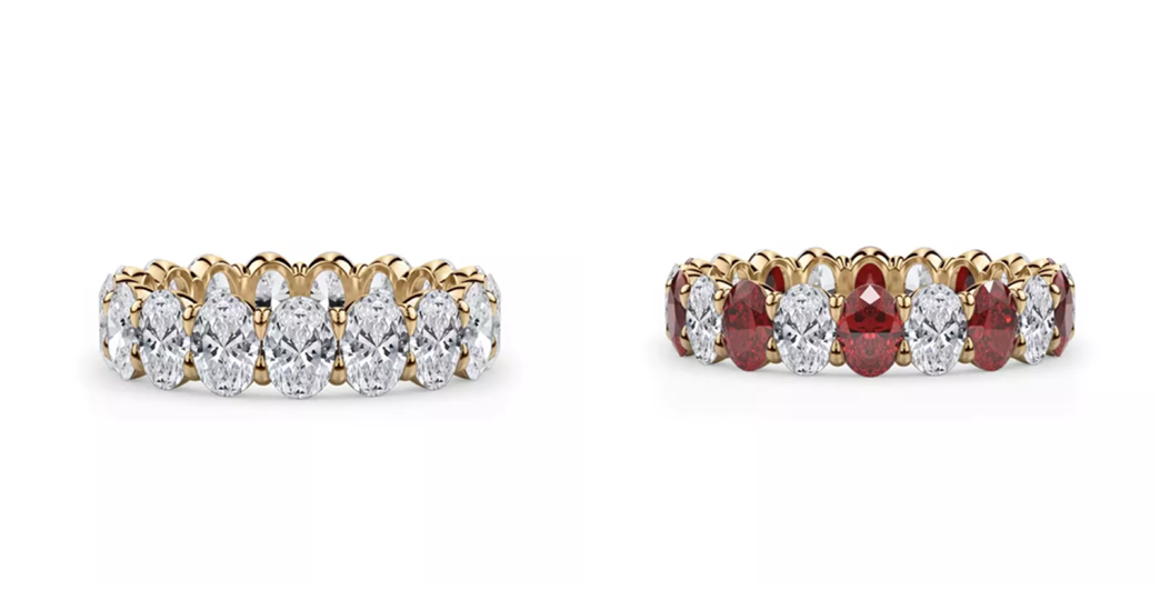 Two trending eternity rings shown side by side