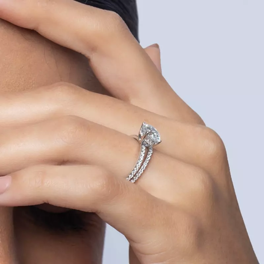 Engagement ring and matching eternity wedding band