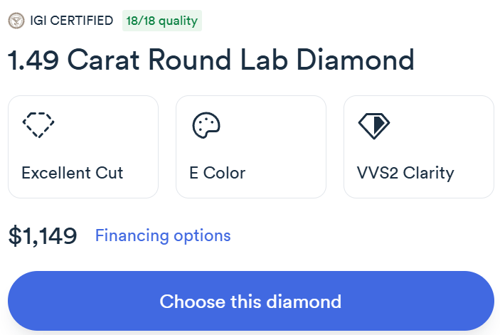 add a lab diamond to ring screenshot
