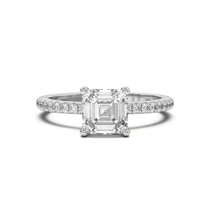 asscher diamond solitaire in white gold