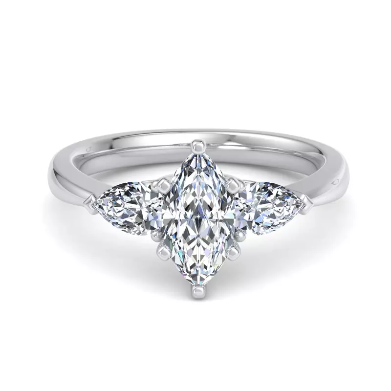 A marquise cut diamond ring in white gold setting