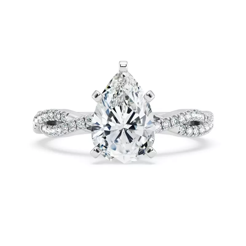 pear solitaire ring in white gold