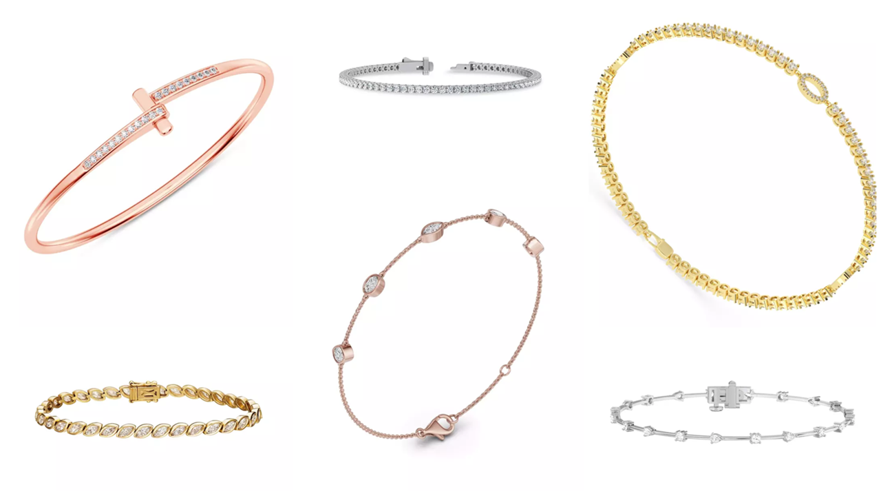 Composite image of bestselling bracelets designs from Rare Carat, one of the best places to buy diamond bracelets