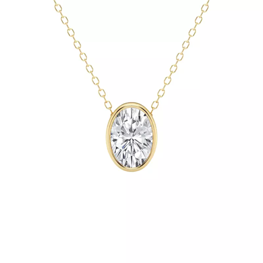 Rare Carat's best-selling Modern Bezel Oval Lab Diamond Necklace in solitaire setting available with Black Friday discounts