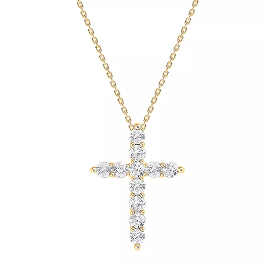Rare Carat's Classic Lab Diamond Cross Necklace in 14K Yellow Gold, available with Black Friday discounts