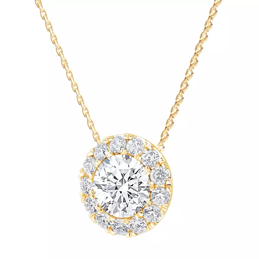 Rare Carat's best-selling Round Lab Diamond Halo Necklace, available with Black Friday discounts