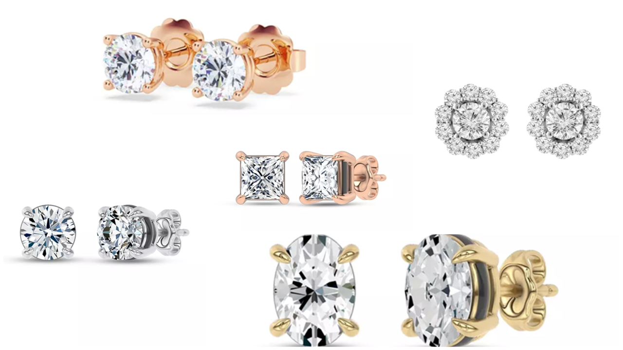 Composite image of best-selling Black Friday Diamond Stud Earring Collection From Rare Carat