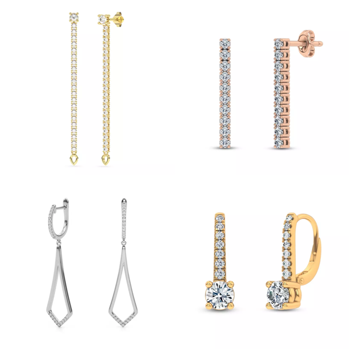 Composite image of best-selling Black Friday Diamond Drop Earring Collection From Rare Carat