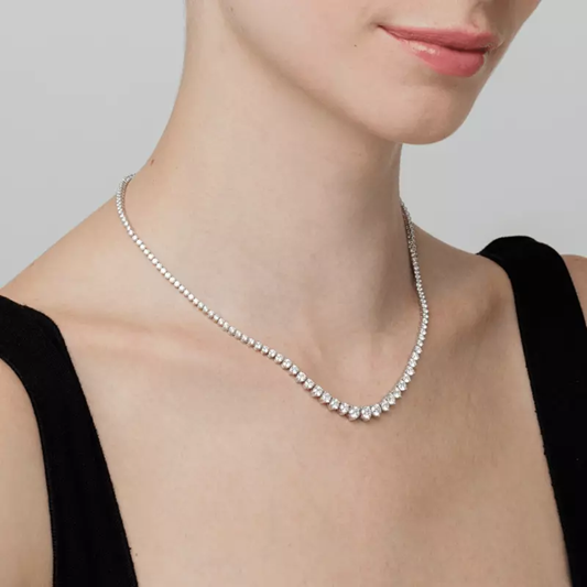 Rare Carat's Black Friday best-selling Round Lab Diamond Graduated Riviera Necklace
