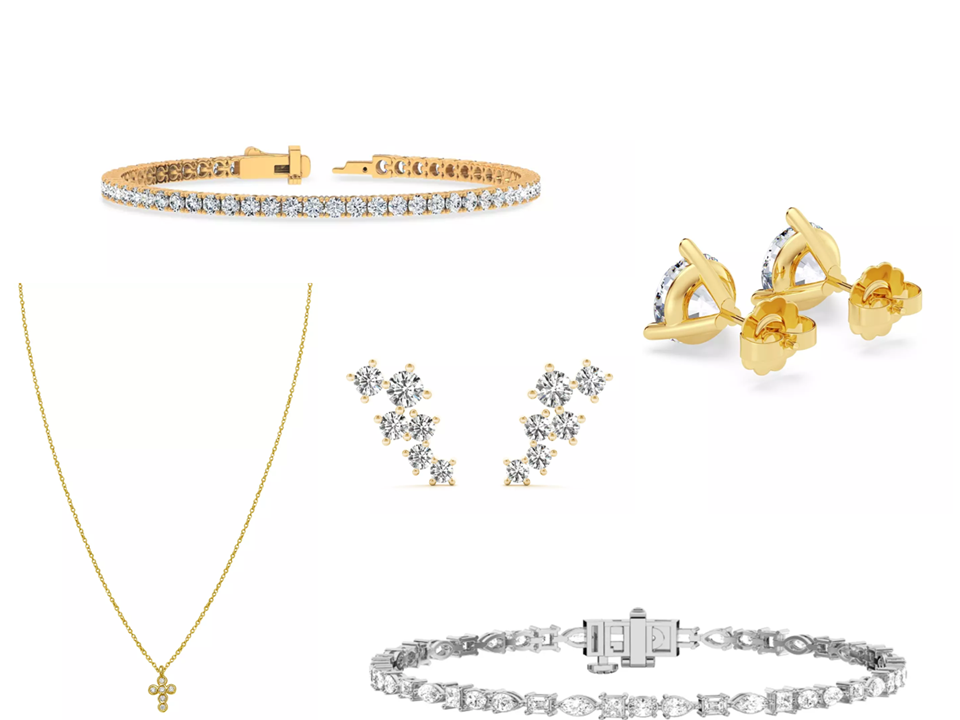 Composite image of Lab Diamond Jewelry pieces considered the Best Last-minute Valentine's Day Gift Ideas