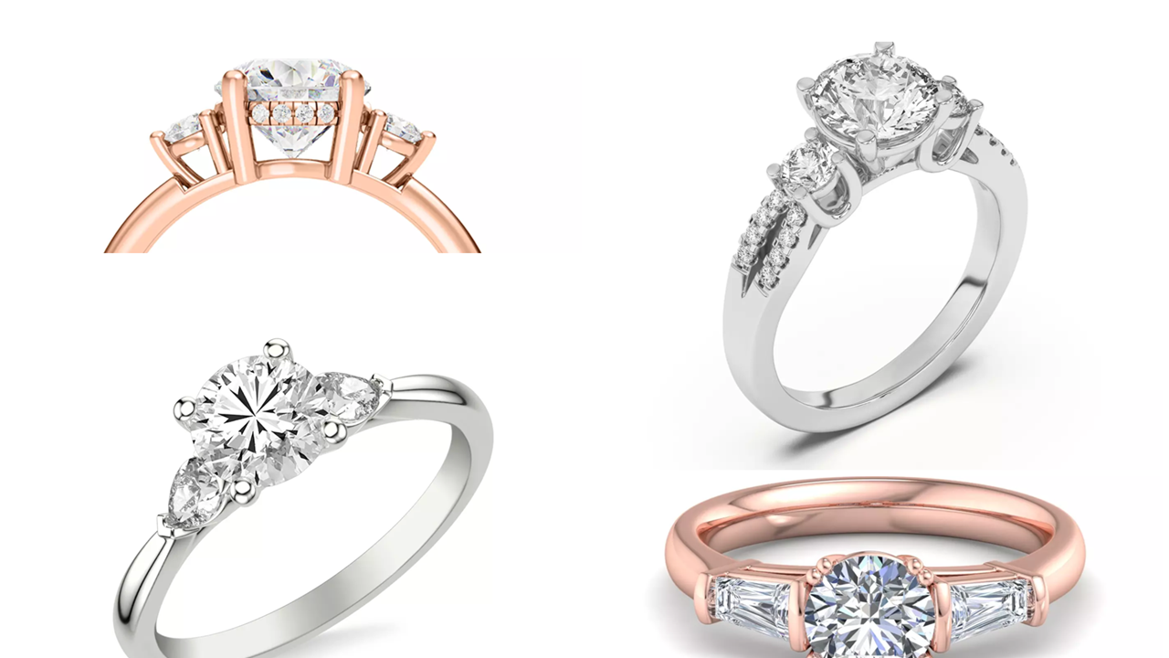 Three Stone Engagement Rings Collection from Rare Carat, the best place to buy large diamonds for jewelry