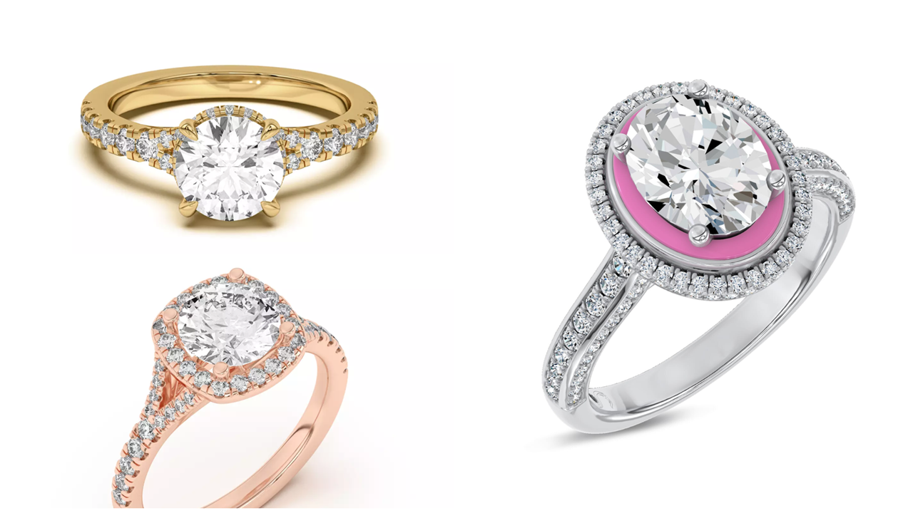 Composite image of best-selling Halo Engagement Rings Collection for Valentine's Day 2026