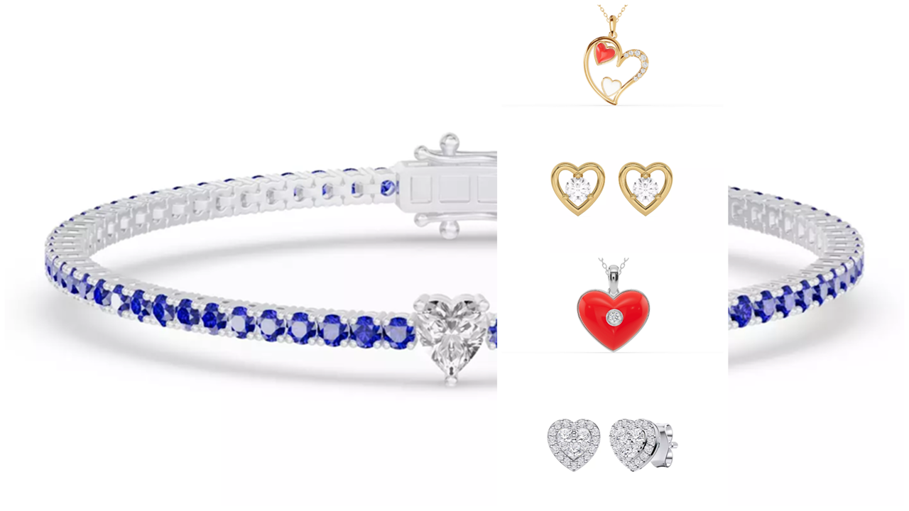 Composite image of best-selling heart shaped diamond jewelry pieces for Valentine's Day