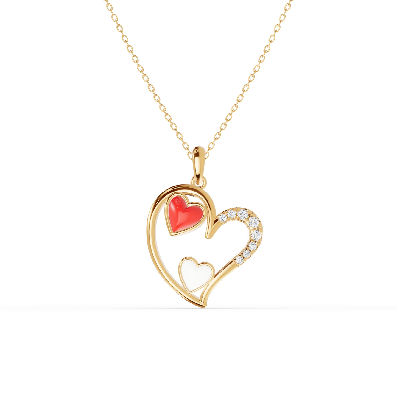 Image of best-selling Duet Pavé Heart Necklace for Valentine's Day