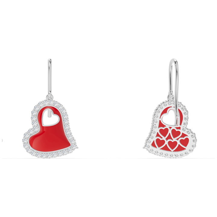 Front and back view of the best-selling Cherish Red Lab Pavé Heart Earrings, perfect for Valentine's Day gifting
