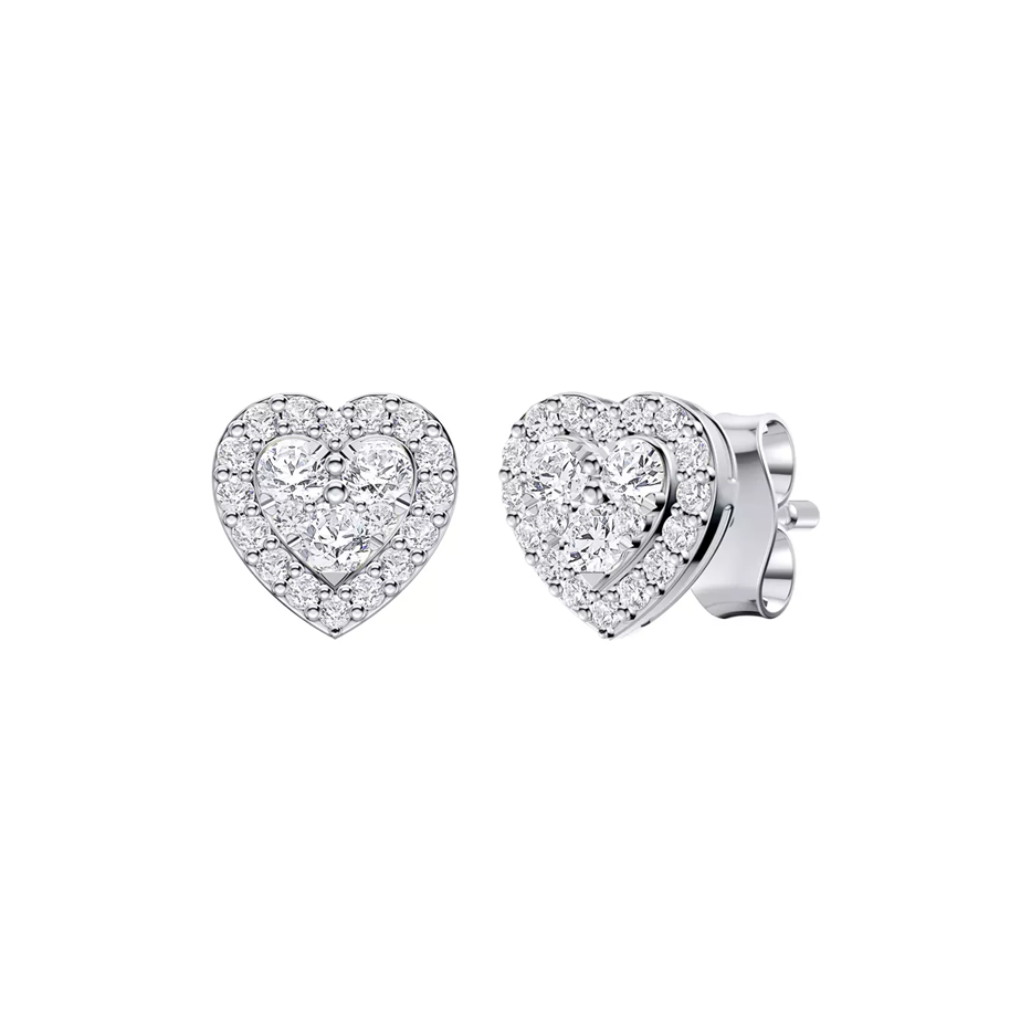 Image of the best-selling Amorette Heart Cluster Halo Earrings, best Valentine's Day gift for her