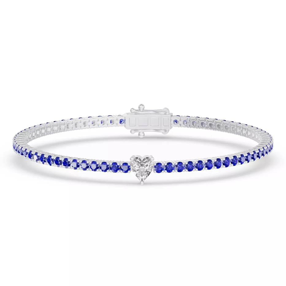 Best-selling Lunava Sapphire & Heart Lab Diamond Tennis Bracelet, perfect for Valentine's Day celebration