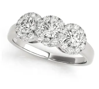 Three stone halo engagement ring settings best sale