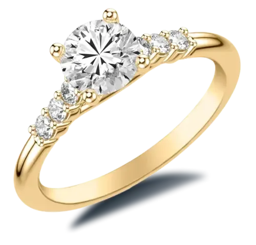 yellow gold engagement ring on a 5ct lab grown diamond