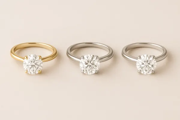 Rings showing 14 and 18 karat yellow, rose and white gold along with platinum 