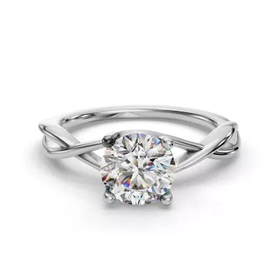 4 prong white metal solitaire round diamond ring