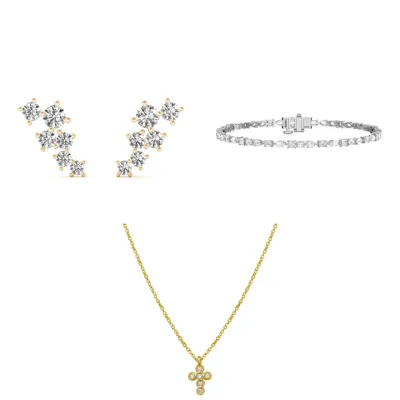 Composite image of bestsellers from Rare Carat, one of the best online diamond jewelry stores 