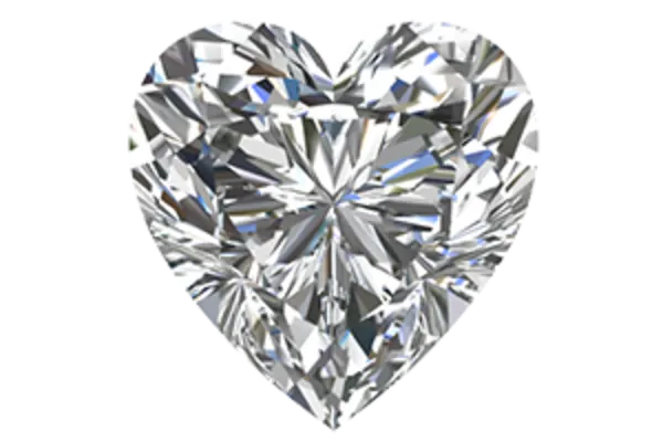 Image of a sparkling heart cut diamond with a black background