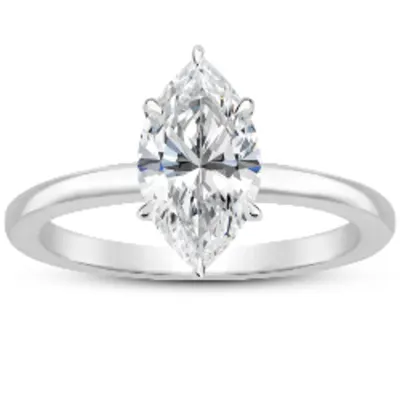 Classic marquise solitaire diamond ring in white metal 