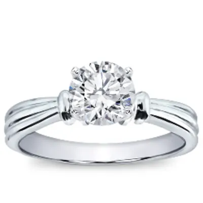 white gold solitaire set with round brilliant diamond