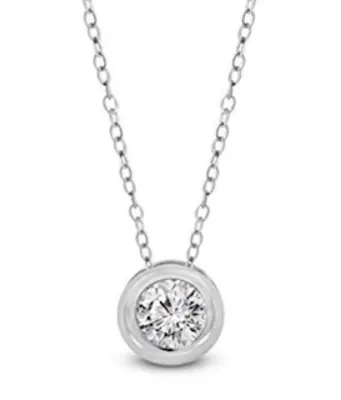White gold bezel set diamond necklace pendant with chain