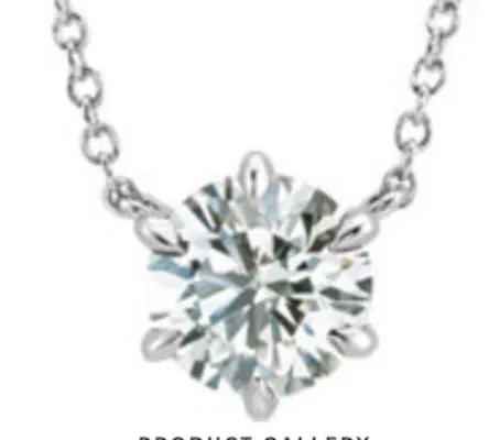 White gold solitaire 6 prong diamond necklace and chain