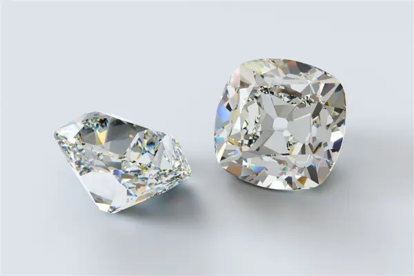 image of front and back of an old mine cut diamond