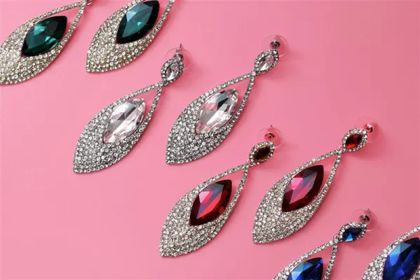 four sets of gemstone and diamond drop earrings