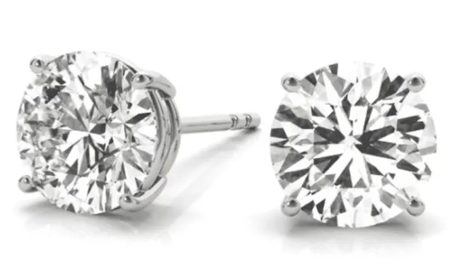 4 prong white gold diamond stud earrings