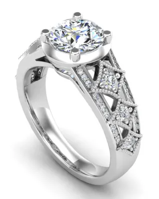  Art deco-inspired diamond ring in thick white gold setting