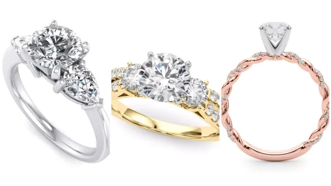 Composite image of bestsellers from Rare Carat, the best place to buy a 1 carat diamond engagement ring