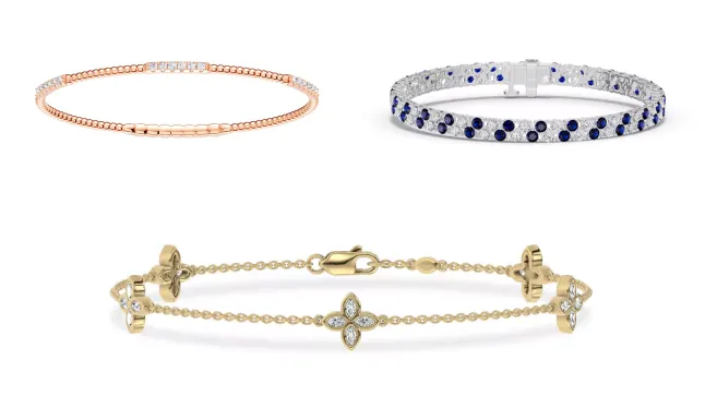 Composite image of bestsellers from Rare Carat, one of the best places to buy diamond bracelets