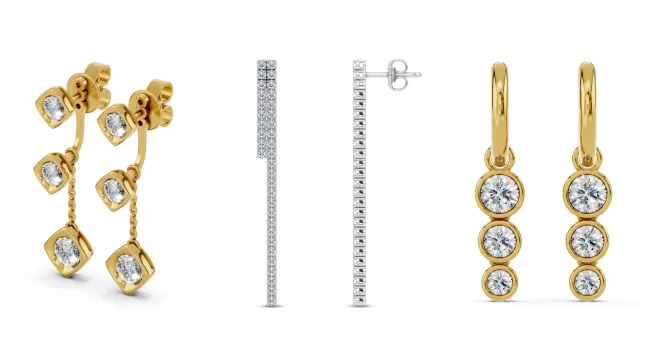 composite image of bestsellers from Rare Carat, one of the best places to buy diamond drop earrings