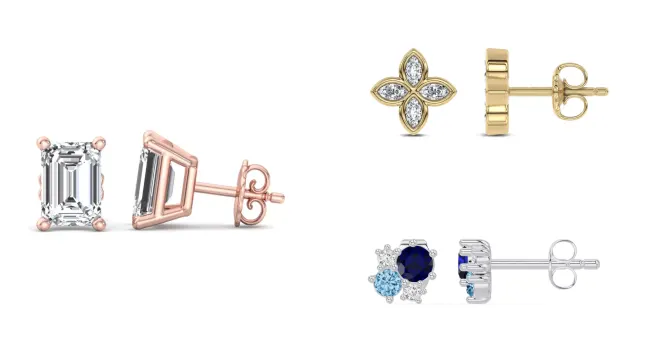 Composite image of bestsellers from Rare Carat, one of the best places to buy diamond stud earrings