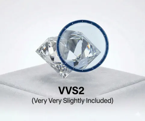 VVS2 clarity diamond under magnification loupe showing very very slightly included clarity grade