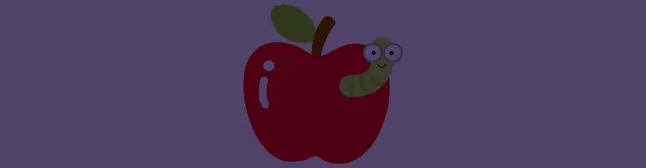Blog header apple with worm coming out of it