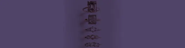 blog header with engagement rings in various shapes and sizes