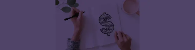 blog header  person drawing money symbol in notebook