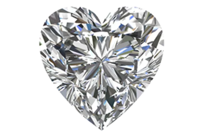 Image of a sparkling heart cut diamond with a black background